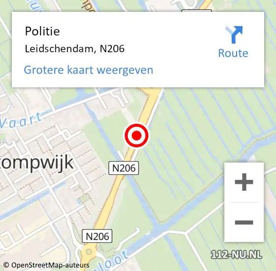 Locatie op kaart van de 112 melding: Politie Leidschendam, N206 op 12 oktober 2013 17:02