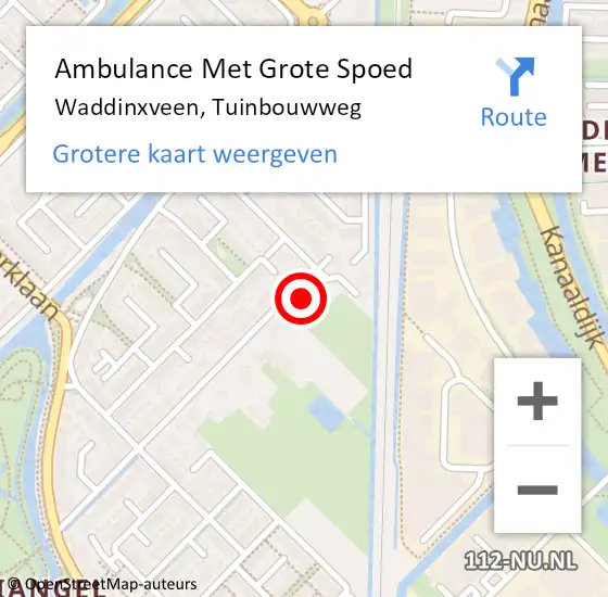 Locatie op kaart van de 112 melding: Ambulance Met Grote Spoed Naar Waddinxveen, Tuinbouwweg op 18 mei 2023 18:02