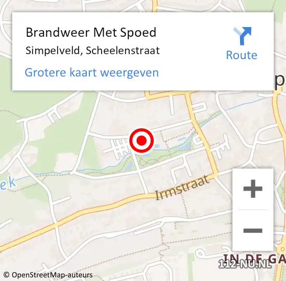 Locatie op kaart van de 112 melding: Brandweer Met Spoed Naar Simpelveld, Scheelenstraat op 18 mei 2023 18:37