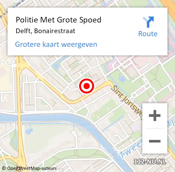 Locatie op kaart van de 112 melding: Politie Met Grote Spoed Naar Delft, Bonairestraat op 18 mei 2023 18:37