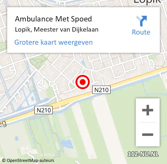 Locatie op kaart van de 112 melding: Ambulance Met Spoed Naar Lopik, Meester van Dijkelaan op 25 augustus 2014 21:38