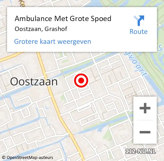 Locatie op kaart van de 112 melding: Ambulance Met Grote Spoed Naar Oostzaan, Grashof op 18 mei 2023 19:24