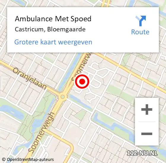 Locatie op kaart van de 112 melding: Ambulance Met Spoed Naar Castricum, Bloemgaarde op 18 mei 2023 19:46