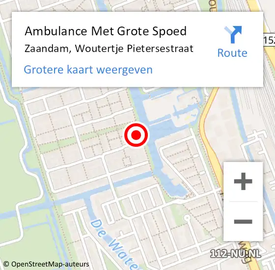Locatie op kaart van de 112 melding: Ambulance Met Grote Spoed Naar Zaandam, Woutertje Pietersestraat op 18 mei 2023 19:55