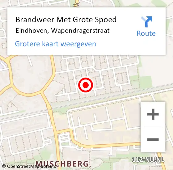 Locatie op kaart van de 112 melding: Brandweer Met Grote Spoed Naar Eindhoven, Wapendragerstraat op 18 mei 2023 20:46
