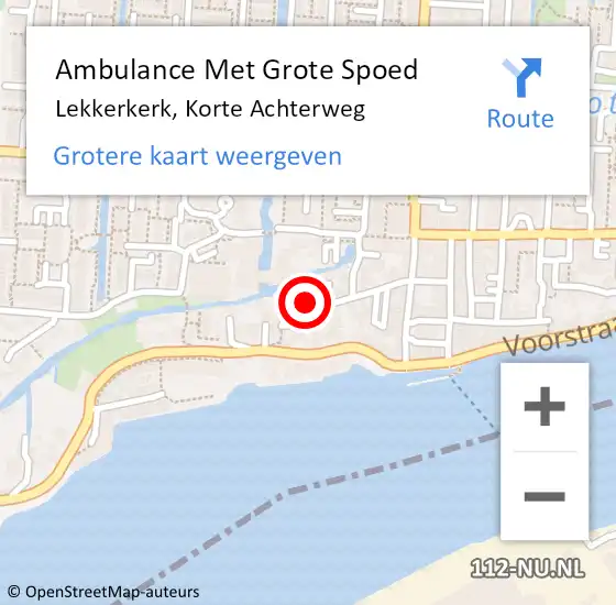 Locatie op kaart van de 112 melding: Ambulance Met Grote Spoed Naar Lekkerkerk, Korte Achterweg op 18 mei 2023 21:15