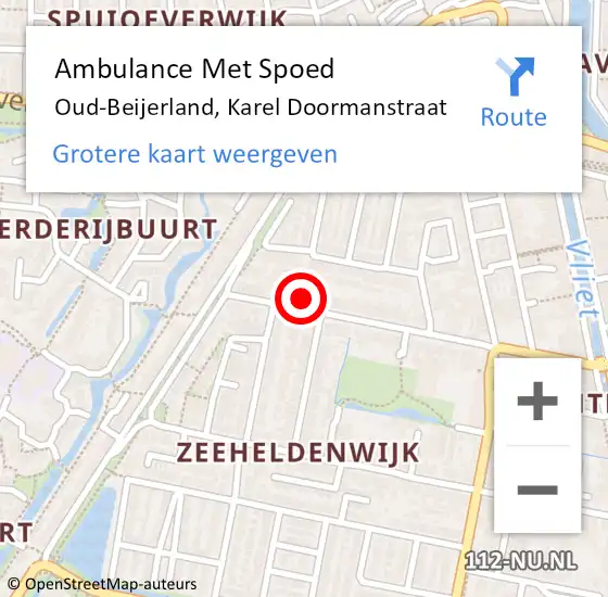 Locatie op kaart van de 112 melding: Ambulance Met Spoed Naar Oud-Beijerland, Karel Doormanstraat op 18 mei 2023 22:47