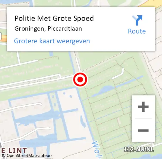 Locatie op kaart van de 112 melding: Politie Met Grote Spoed Naar Groningen, Piccardtlaan op 18 mei 2023 22:50