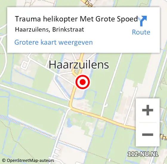 Locatie op kaart van de 112 melding: Trauma helikopter Met Grote Spoed Naar Haarzuilens, Brinkstraat op 18 mei 2023 23:00