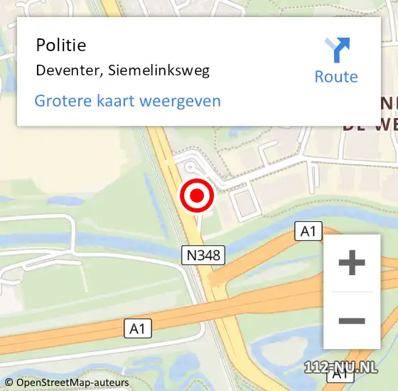 Locatie op kaart van de 112 melding: Politie Deventer, Siemelinksweg op 18 mei 2023 23:15