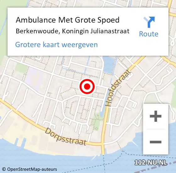 Locatie op kaart van de 112 melding: Ambulance Met Grote Spoed Naar Berkenwoude, Koningin Julianastraat op 18 mei 2023 23:28