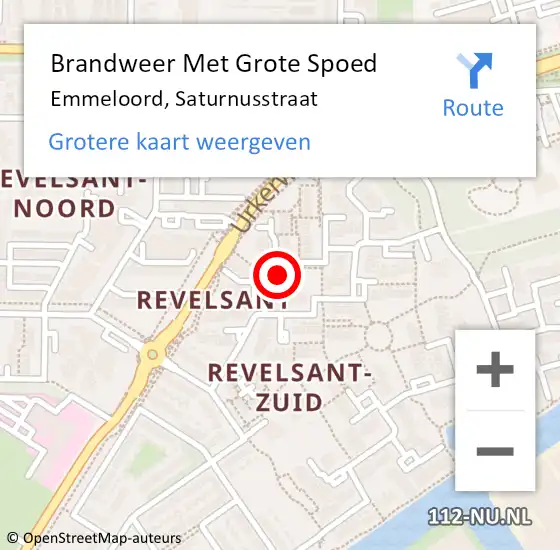 Locatie op kaart van de 112 melding: Brandweer Met Grote Spoed Naar Emmeloord, Saturnusstraat op 18 mei 2023 23:57