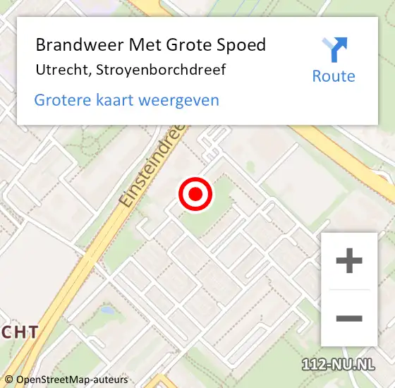 Locatie op kaart van de 112 melding: Brandweer Met Grote Spoed Naar Utrecht, Stroyenborchdreef op 19 mei 2023 00:47