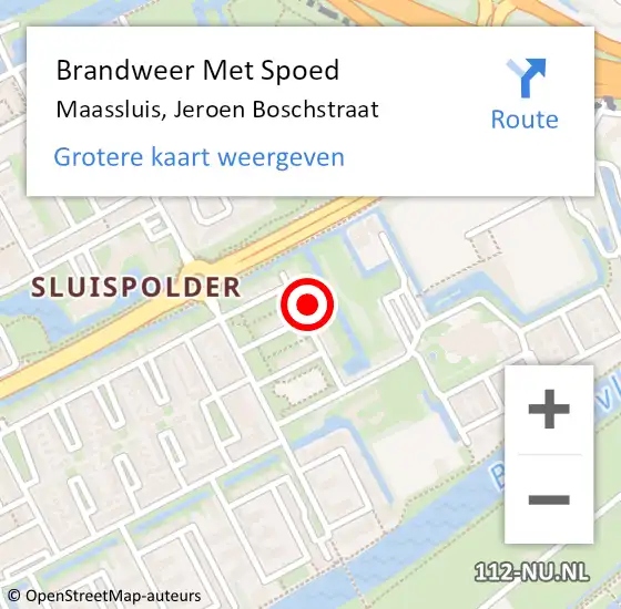 Locatie op kaart van de 112 melding: Brandweer Met Spoed Naar Maassluis, Jeroen Boschstraat op 19 mei 2023 01:21