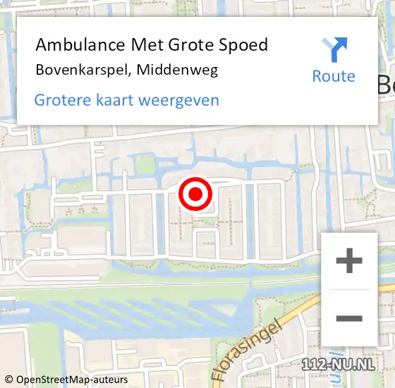 Locatie op kaart van de 112 melding: Ambulance Met Grote Spoed Naar Bovenkarspel, Middenweg op 19 mei 2023 01:35