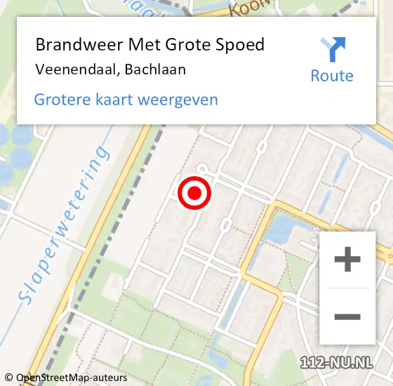 Locatie op kaart van de 112 melding: Brandweer Met Grote Spoed Naar Veenendaal, Bachlaan op 19 mei 2023 01:49