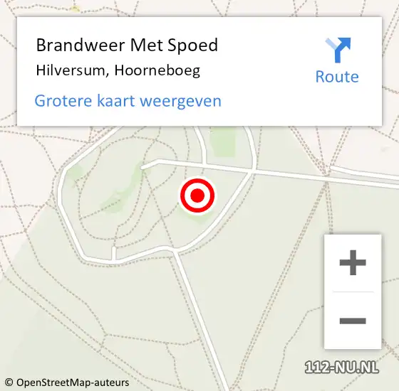 Locatie op kaart van de 112 melding: Brandweer Met Spoed Naar Hilversum, Hoorneboeg op 19 mei 2023 02:56