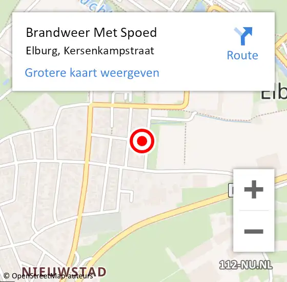 Locatie op kaart van de 112 melding: Brandweer Met Spoed Naar Elburg, Kersenkampstraat op 19 mei 2023 04:19