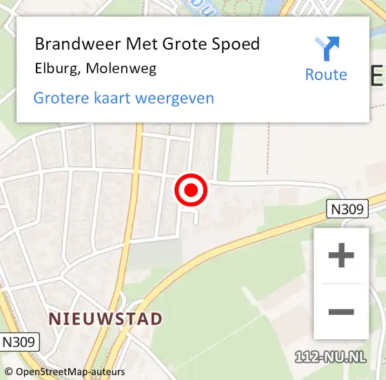 Locatie op kaart van de 112 melding: Brandweer Met Grote Spoed Naar Elburg, Molenweg op 19 mei 2023 04:32