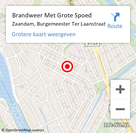 Locatie op kaart van de 112 melding: Brandweer Met Grote Spoed Naar Zaandam, Burgemeester Ter Laanstraat op 19 mei 2023 04:35