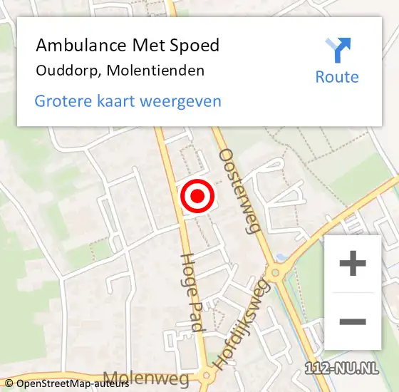 Locatie op kaart van de 112 melding: Ambulance Met Spoed Naar Ouddorp, Molentienden op 19 mei 2023 04:40