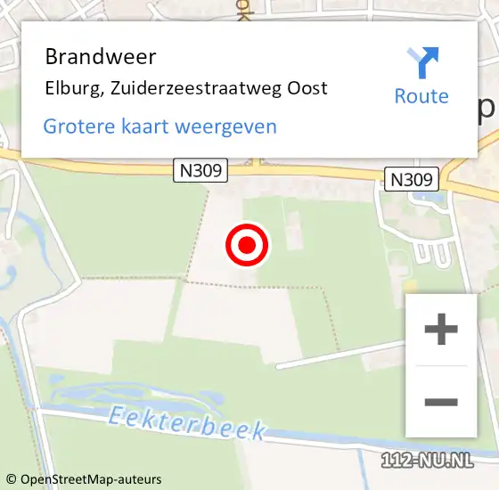 Locatie op kaart van de 112 melding: Brandweer Elburg, Zuiderzeestraatweg Oost op 19 mei 2023 04:46