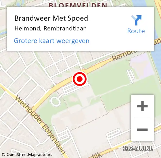 Locatie op kaart van de 112 melding: Brandweer Met Spoed Naar Helmond, Rembrandtlaan op 19 mei 2023 06:09