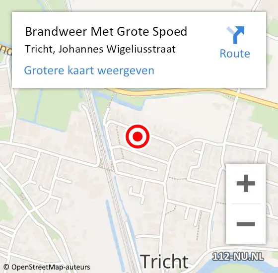 Locatie op kaart van de 112 melding: Brandweer Met Grote Spoed Naar Tricht, Johannes Wigeliusstraat op 19 mei 2023 07:40
