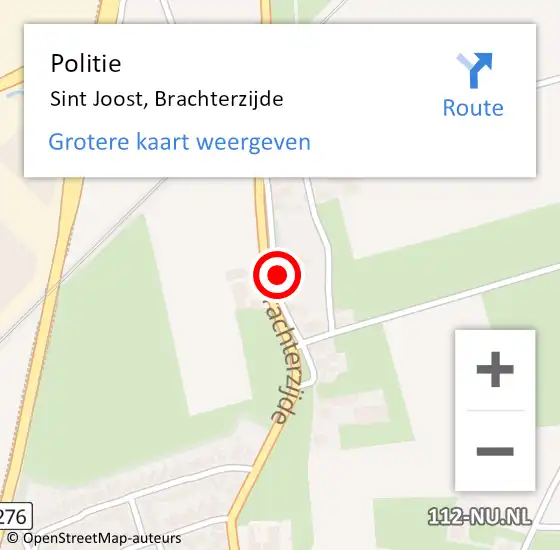 Locatie op kaart van de 112 melding: Politie Sint Joost, Brachterzijde op 19 mei 2023 08:48