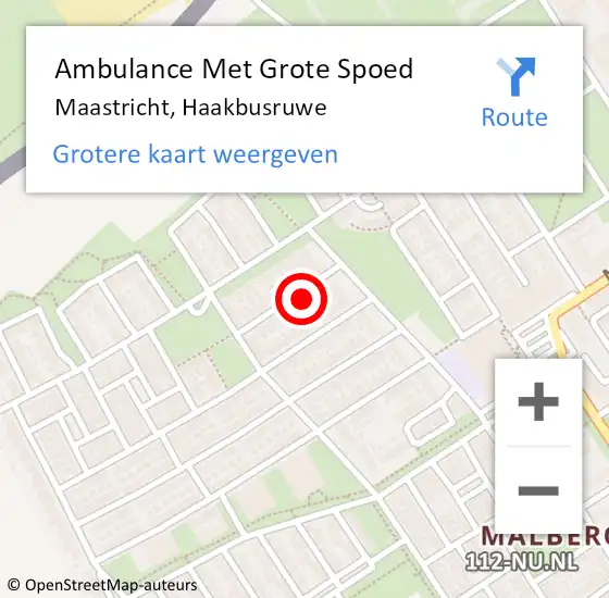 Locatie op kaart van de 112 melding: Ambulance Met Grote Spoed Naar Maastricht, Haakbusruwe op 25 augustus 2014 23:06