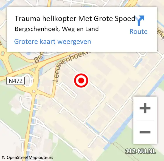 Locatie op kaart van de 112 melding: Trauma helikopter Met Grote Spoed Naar Bergschenhoek, Weg en Land op 19 mei 2023 09:21