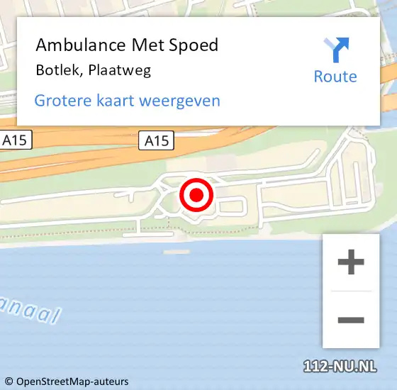 Locatie op kaart van de 112 melding: Ambulance Met Spoed Naar Botlek, Plaatweg op 19 mei 2023 09:22