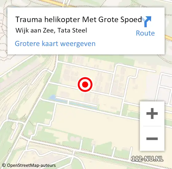 Locatie op kaart van de 112 melding: Trauma helikopter Met Grote Spoed Naar Wijk aan Zee, Tata Steel op 19 mei 2023 09:23