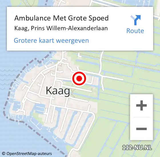 Locatie op kaart van de 112 melding: Ambulance Met Grote Spoed Naar Kaag, Prins Willem-Alexanderlaan op 19 mei 2023 09:31