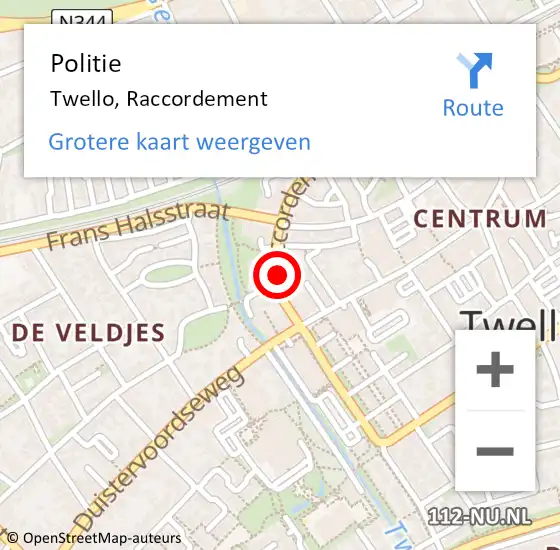 Locatie op kaart van de 112 melding: Politie Twello, Raccordement op 19 mei 2023 09:54