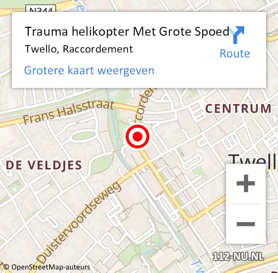 Locatie op kaart van de 112 melding: Trauma helikopter Met Grote Spoed Naar Twello, Raccordement op 19 mei 2023 09:56