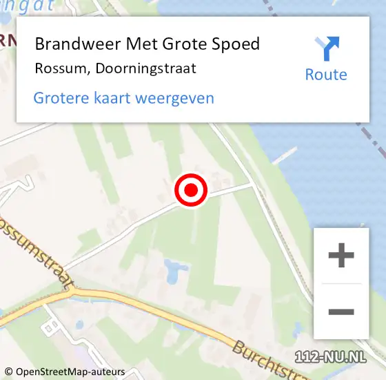 Locatie op kaart van de 112 melding: Brandweer Met Grote Spoed Naar Rossum, Doorningstraat op 19 mei 2023 09:59