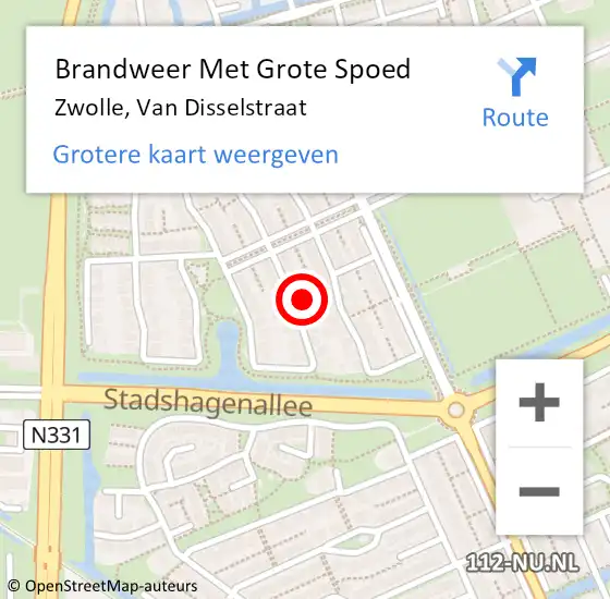 Locatie op kaart van de 112 melding: Brandweer Met Grote Spoed Naar Zwolle, Van Disselstraat op 19 mei 2023 10:02