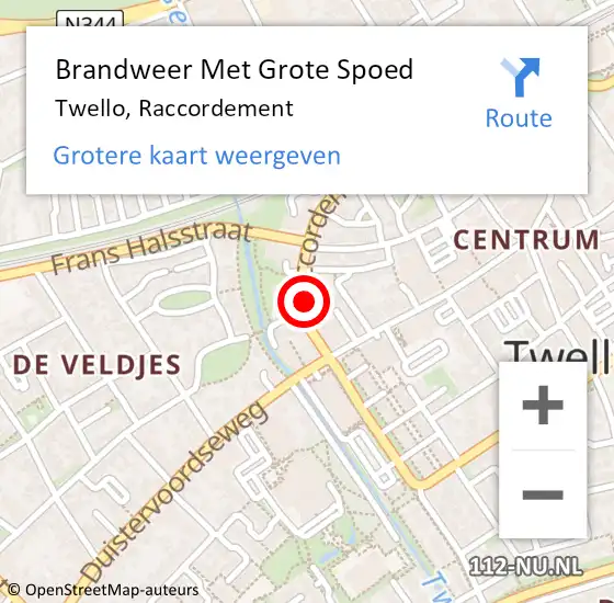 Locatie op kaart van de 112 melding: Brandweer Met Grote Spoed Naar Twello, Raccordement op 19 mei 2023 10:16