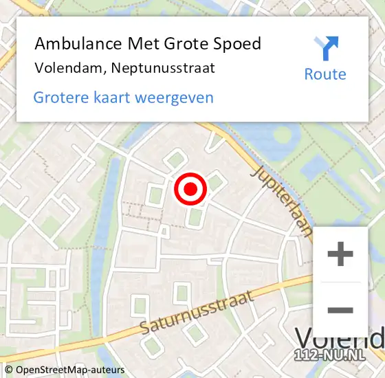 Locatie op kaart van de 112 melding: Ambulance Met Grote Spoed Naar Volendam, Neptunusstraat op 19 mei 2023 10:26