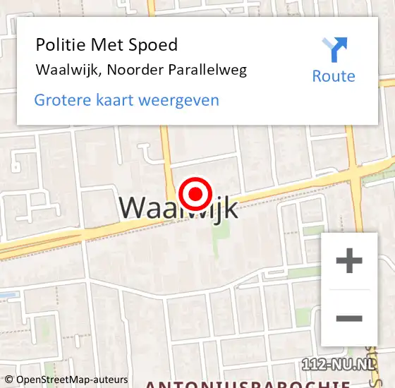 Locatie op kaart van de 112 melding: Politie Met Spoed Naar Waalwijk, Noorder Parallelweg op 19 mei 2023 10:50