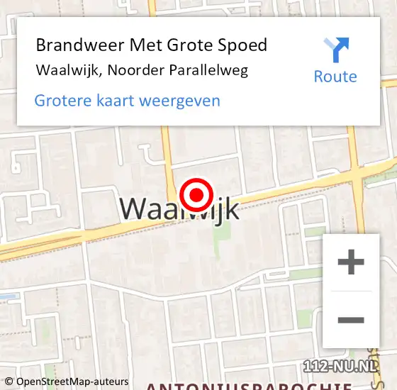 Locatie op kaart van de 112 melding: Brandweer Met Grote Spoed Naar Waalwijk, Noorder Parallelweg op 19 mei 2023 10:50