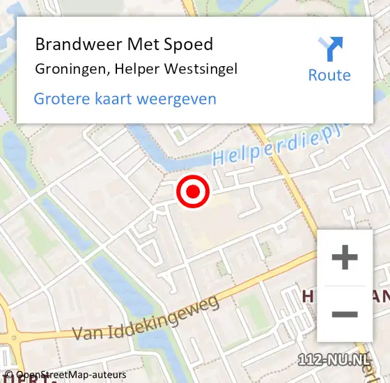 Locatie op kaart van de 112 melding: Brandweer Met Spoed Naar Groningen, Helper Westsingel op 19 mei 2023 10:51