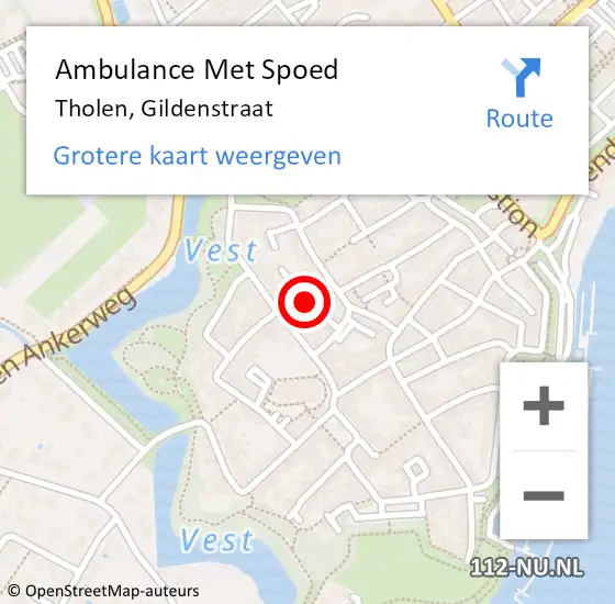 Locatie op kaart van de 112 melding: Ambulance Met Spoed Naar Tholen, Gildenstraat op 25 augustus 2014 23:20