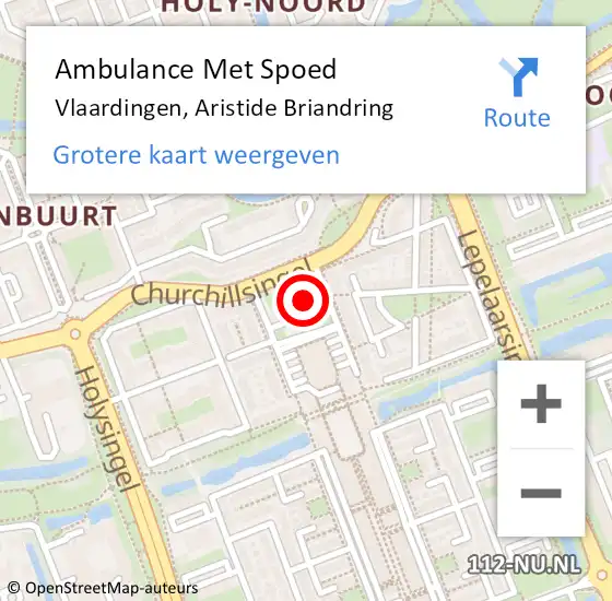 Locatie op kaart van de 112 melding: Ambulance Met Spoed Naar Vlaardingen, Aristide Briandring op 19 mei 2023 10:54