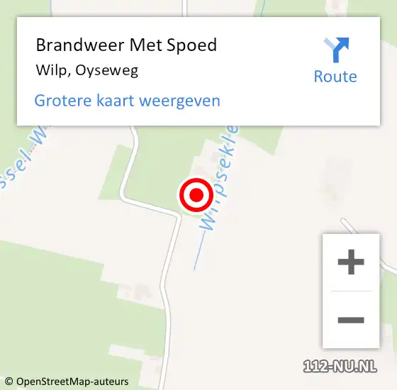 Locatie op kaart van de 112 melding: Brandweer Met Spoed Naar Wilp, Oyseweg op 19 mei 2023 11:00