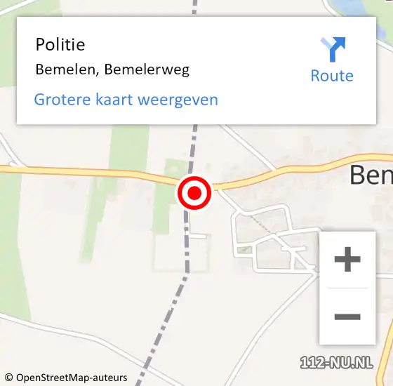 Locatie op kaart van de 112 melding: Politie Bemelen, Bemelerweg op 19 mei 2023 11:07