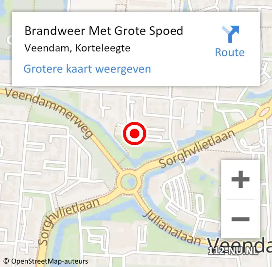 Locatie op kaart van de 112 melding: Brandweer Met Grote Spoed Naar Veendam, Korteleegte op 19 mei 2023 11:12