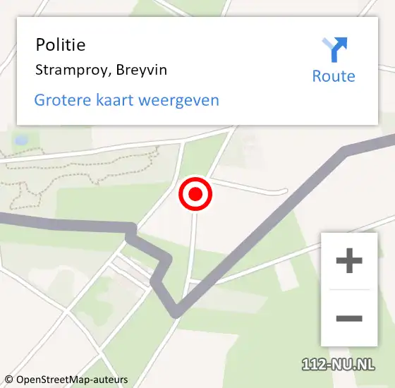 Locatie op kaart van de 112 melding: Politie Stramproy, Breyvin op 19 mei 2023 11:25