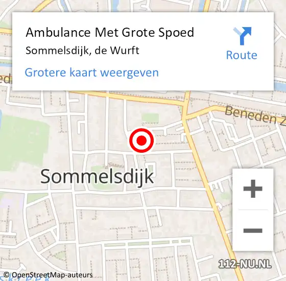 Locatie op kaart van de 112 melding: Ambulance Met Grote Spoed Naar Sommelsdijk, de Wurft op 19 mei 2023 12:18